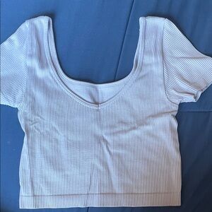 White Ribbed Women's Top